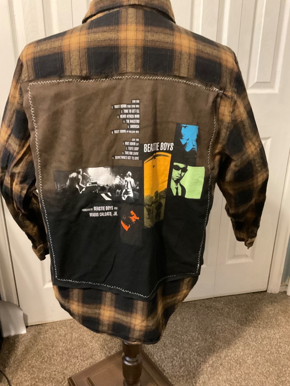Beastie Boys Upcycled Back Graphic T-Shirt on Men’s Large Flannel Shirt